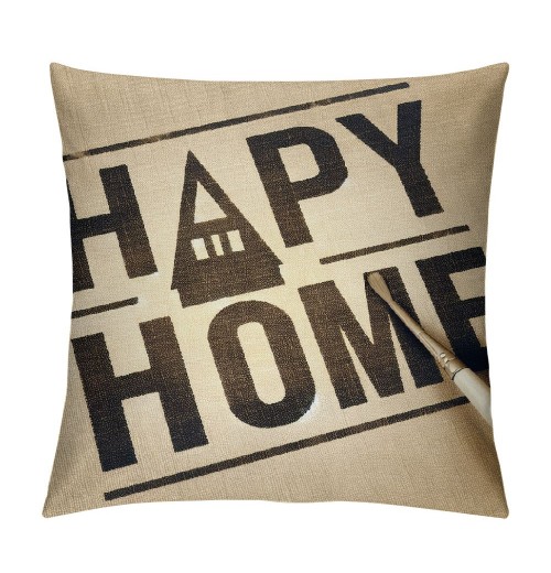 Ulloord  Happy Home Quotes Throw pillow Covers Farmhouse pillow Case Cushion Cover Home Decor Outdoor pillow Cover for Couch