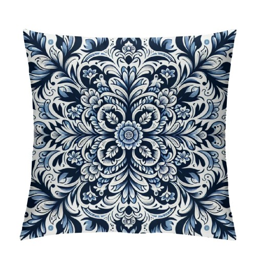 Ulloord  Throw pillow Covers Blue Irregular Flower Pattern Decorative pillow Case Square Cushion Cover Home Decor Sofa Bed Tile Style pillowcase