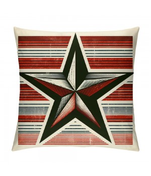 Ulloord  Throw pillow Covers Vintage American Flag Stars and Stripes Decorative pillow Case Blue White and Red pillow Cover Home Decor Square