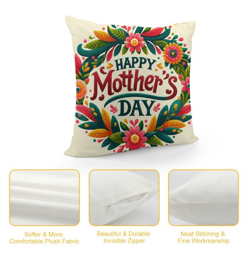  Happy Mother's Day pillow Cover Decorative pillow Covers Best Wishes Cushion Cover for Women Gift Home Sofa Car