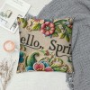 Ulloord  Hello Spring Quote Throw pillow Covers Plant with Flower Decorative pillow Cover pillowcase Colorful Cushion Cover