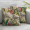 Ulloord  Hello Spring Quote Throw pillow Covers Plant with Flower Decorative pillow Cover pillowcase Colorful Cushion Cover