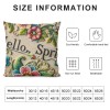 Ulloord  Hello Spring Quote Throw pillow Covers Plant with Flower Decorative pillow Cover pillowcase Colorful Cushion Cover