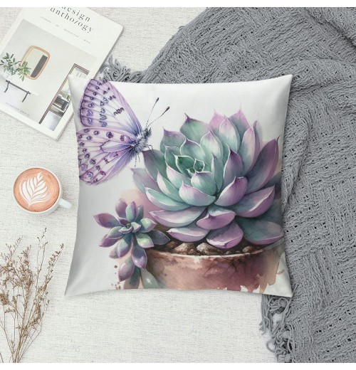  Oil Painting Tropical Plant pillow Cover Green Succulent with&nbsp; Decorative Cushion Case Cover Square pillow Case