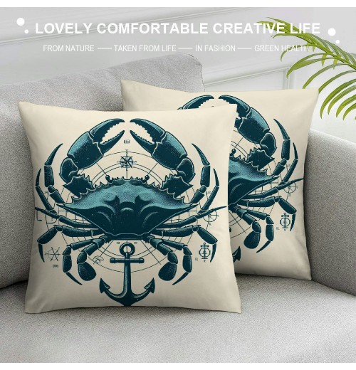 Ulloord Vintage Ocean Marine Life with Anchor Sailboat Lighthouse Throw pillow Case Cover,Funny Nautical Decorations For Home Bedroom Office,Gifts For Marine Life Lovers Women Men Girls Boys