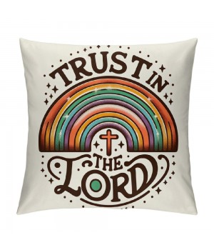 Trust The Lord Throw pillow Case Cover ,Boho Purple Rainbow Decorations for Home Bedroom Girls Room Office,Gifts for Women Faith Girls Teens