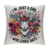 Ulloord Just A Girl Who Loves Goats Decorative Throw pillow Case Cover ,Cute Floral Goat Farm Animal Decorations for Home Bedroom Girls Room Office,Goat Lovers Gift,Farm Girls Gifts