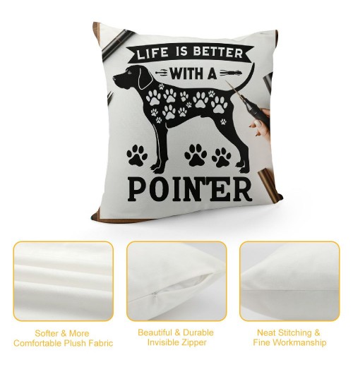 Life is Better with A Decorative Throw pillow Case Cover , Dog Decorations For Home Bedroom Office, Owners , Gift,Dog Lovers Gift