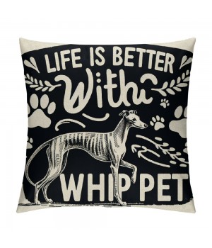 Ulloord Life is Better with A Decorative Throw pillow Case Cover ,Funny Decorations for Home Bedroom Girls Room Office, Owners Moms Gift,Dog Lovers Gift