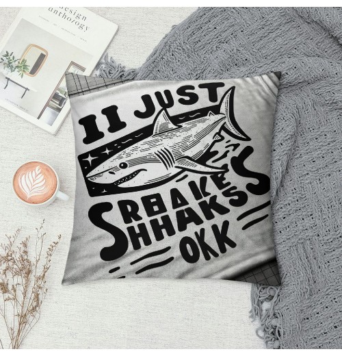 Ulloord Sharks Ocean Animals Themed pillowcase Decorations for Home, Funny I Just Really Like Sharks Ok Throw pillow Cover, Shark Lover Gifts