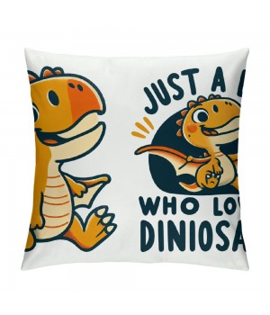 Ulloord Just a Boy Who Loves Dinosaurs Decorative Throw pillow Case Cover ,Funny Dinosaur Dino Decorations for Home Bedroom Boy Room Dorm Office Car,Gifts for Dinosaur Lovers Kids Boys