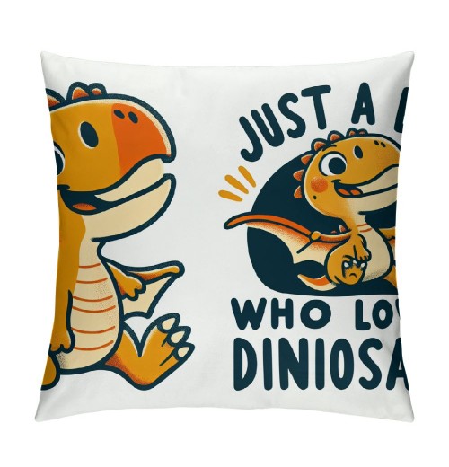 Ulloord Just a Boy Who Loves Dinosaurs Decorative Throw pillow Case Cover ,Funny Dinosaur Dino Decorations for Home Bedroom Boy Room Dorm Office Car,Gifts for Dinosaur Lovers Kids Boys