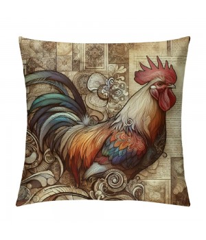 Ulloord  Vintage Farm Farmhouse Animals Throw pillow CoversWhite Rooster&nbsp;Cock Square Throw pillowcase Super Soft&nbsp;Rustic Country Style Poultry Chicken Cushion Covers for Sofa