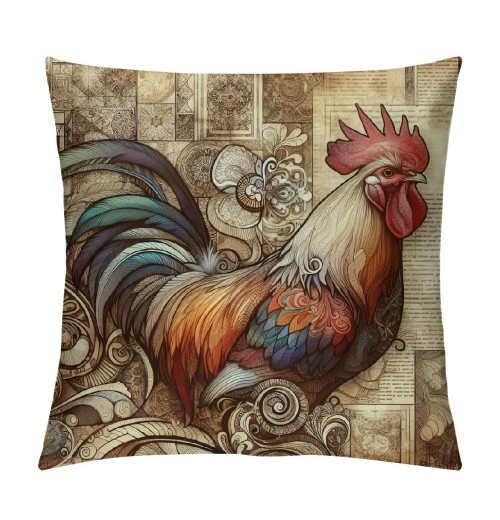 Ulloord  Vintage Farm Farmhouse Animals Throw pillow CoversWhite Rooster&nbsp;Cock Square Throw pillowcase Super Soft&nbsp;Rustic Country Style Poultry Chicken Cushion Covers for Sofa