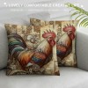 Ulloord  Vintage Farm Farmhouse Animals Throw pillow CoversWhite Rooster&nbsp;Cock Square Throw pillowcase Super Soft&nbsp;Rustic Country Style Poultry Chicken Cushion Covers for Sofa