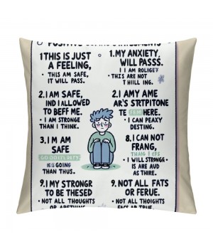 Ulloord Anxiety Coping Statements Self Care Check-in Mental Health Throw pillow Case Cover ,Rainbow Colors Decorations For Home School Counselling Office Therapy Office,Boys Girls Teens Gifts