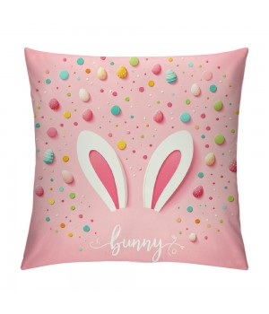  pillow Covers Rabbit Bunny Spring Farmhouse Decorative Throw pillow Cases Blue Pink Cushion Cover for Kids Room Couch Home Decor