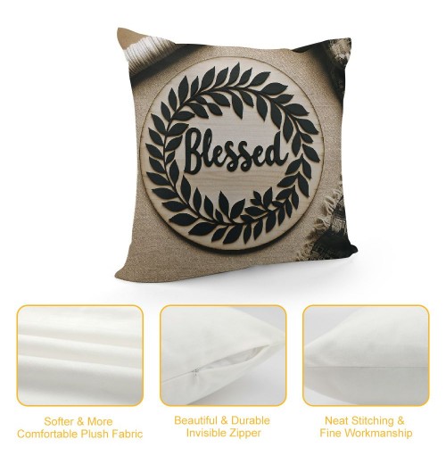 Ulloord &nbsp;Blessed Wreath Throw pillow Covers Home Modern Farmhouse pillow Cover&nbsp;Housewarming Gifts Family Room Decor Square Cushion Cover for Sofa