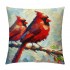 Ulloord  Vintage Watercolor Red Birds pillow Covers Cardinal Bird Pattern Decorative pillowcase Decor Home Cushion Cover for Sofa