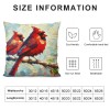 Ulloord  Vintage Watercolor Red Birds pillow Covers Cardinal Bird Pattern Decorative pillowcase Decor Home Cushion Cover for Sofa