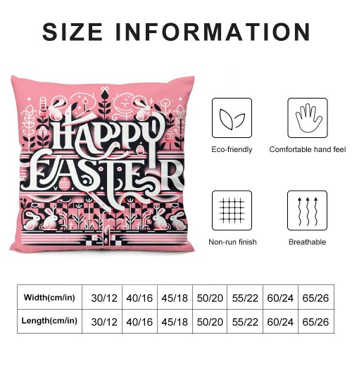 Ulloord Pink Happy Easter pillow Covers Black and White Buffalo Check Plaid Rabbit Bunny Easter Home Decor Throw pillow Cases Cute Animals Farmhouse Outdoor Sofa Couch Cushion Cover