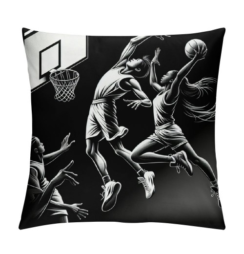 Ulloord  Basketball Throw pillow Covers&nbsp;Men are Playing Basketball Pattern Decorative pillow Case Cushion Cover Ball Lover Gift Decor Home Sofa (Black Basketball Set)