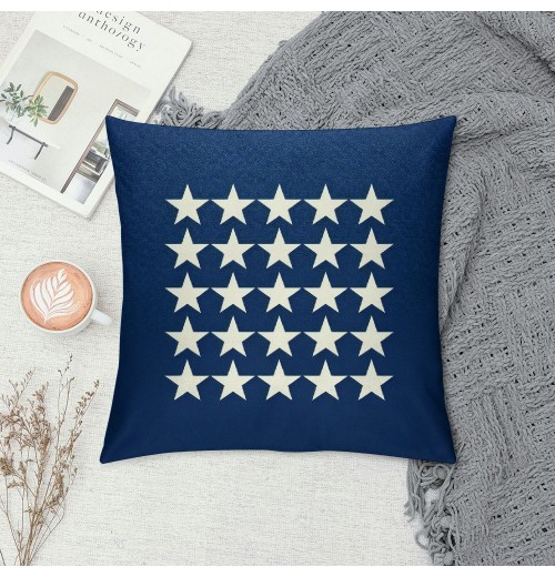 Ulloord  Patriotic July 4th Throw pillow Covers Geometric Stars Square Cushion Cover USA Star pillow Cases Navy Blue Background pillowcases for Couch Sofa Bed Car