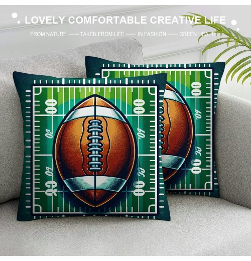 Ulloord Throw pillow Case American Football with Green&nbsp;Rectangular Stripe Background Throw pillow Covers Print Cushion Cover for Home Sofa Couch