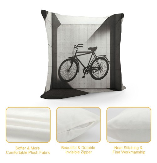 Ulloord pillow Cover Black Bicycle pillowcase Square Retro Bike Cushion Cover Outdoor Decor Home Sofa Couch Bedroom