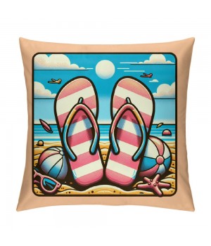 Ulloord Blue Beach Pink Flip Flops pillow Covers Summer Tropical Palm Trees Ocean Sea Shell Starfish Decorations Throw pillow Cover Outdoor Seaside Couch pillow Cases