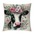 Ulloord Lovely Cow Throw pillow Covers Black White Cow with Floral Farmhouse pillow Cover Hidden Zipper Cute Animal pillowcase Square Outdoor Cushion Cover for Sofa Couch(Cow)