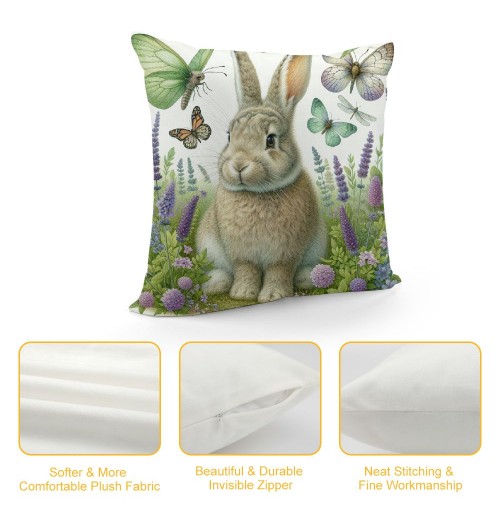  Vintage Rabbit Flowers Throw pillow Covers Happy Easter Eggs Bunny Decorative Rustic Spring pillow Case Outdoor Cushion Cover Decor Sofa