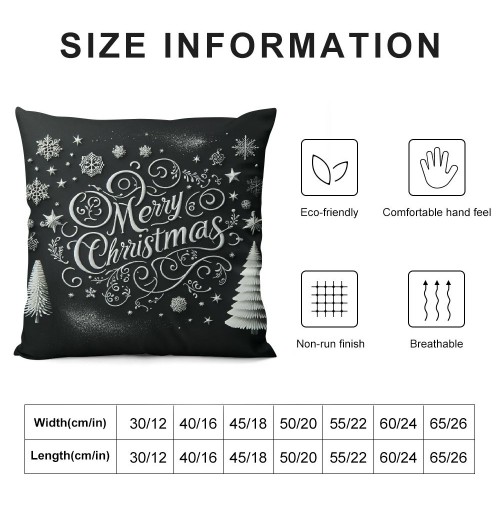 Ulloord Merry Christmas Trees Black White Snowflake Throw pillow Covers Winter Xmas Square Decorative pillow Cases Cushion Cover Outdoor Decorations Sofa