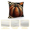 Ulloord  Fall pillow Cover Orange Pumpkin with Black White Buffalo Plaids Stripe Throw pillow Covers for Fall Decor Autumn Farmhouse Thanksgiving Decorative pillow Cases for Sofa Couch