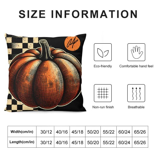 Ulloord  Fall pillow Cover Orange Pumpkin with Black White Buffalo Plaids Stripe Throw pillow Covers for Fall Decor Autumn Farmhouse Thanksgiving Decorative pillow Cases for Sofa Couch