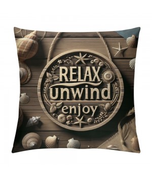 &nbsp;Retro&nbsp; Throw pillow Covers Quote Relax Unwind Enjoy Decorative pillow Case Shell Pattern pillow Covers Decor Coastal Country for Home Sofa