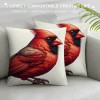  Throw pillow Covers Oil Painting Lovely Cardinal Bird with Green Plant Super Soft Decorative pillow Cover Square White Background pillow Case for Home Sofa Couch