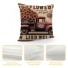 Ulloord  Vintage Red Truck pillow Cover Wood Grain with Sunflowers Pattern Decorative Throw pillowcase Square Cushion Covers Decor Rustic Home Sofa