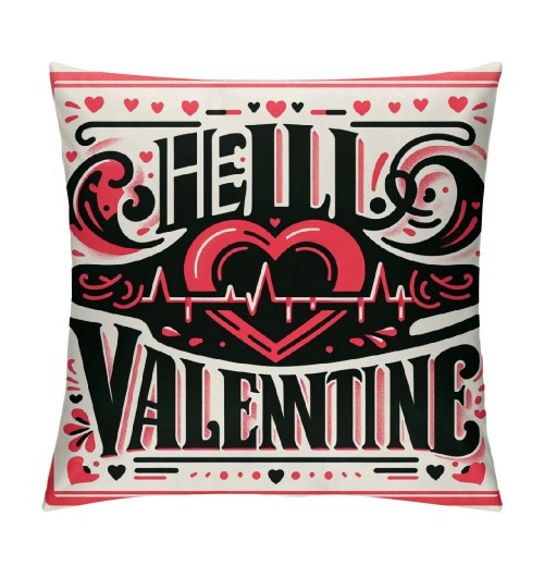 Ulloord  Hello Valentine Throw pillow Cover Red Love Heart Happy Valentine’s Day Anniversary Wedding Holiday Farmhouse Decorations pillows Cushion Case