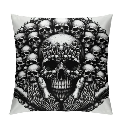 Retro White Head Throw pillow Covers Halloween Party Decorative Couch Cushion Cover Skull pillow Case