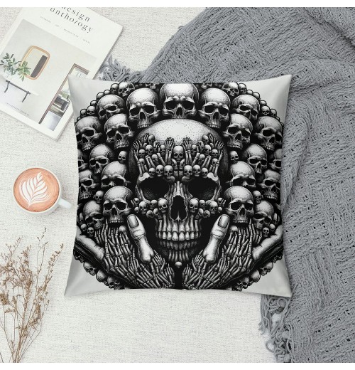 Retro White Head Throw pillow Covers Halloween Party Decorative Couch Cushion Cover Skull pillow Case