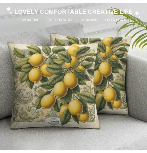 Ulloord  Lemon Throw pillow Covers&nbsp;Tropical Summer Beach Fruit Lemon&nbsp;Decorative pillow Covers Decorative Cushion Cover (Lemon)