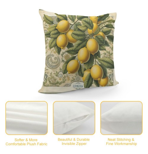 Ulloord  Lemon Throw pillow Covers&nbsp;Tropical Summer Beach Fruit Lemon&nbsp;Decorative pillow Covers Decorative Cushion Cover (Lemon)