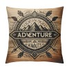 Ulloord  Vintage Wood Throw pillow Covers Happy Camper Decorative pillows Cover Square Adventure Awaits Quote pillowcase Home Decor