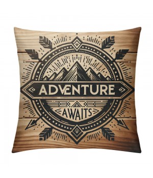 Ulloord  Vintage Wood Throw pillow Covers Happy Camper Decorative pillows Cover Square Adventure Awaits Quote pillowcase Home Decor