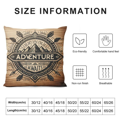 Ulloord  Vintage Wood Throw pillow Covers Happy Camper Decorative pillows Cover Square Adventure Awaits Quote pillowcase Home Decor