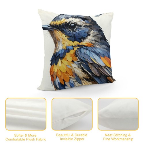 Ulloord Throw pillow Covers Robin Bird in Tree Branch Decorative Super Soft Oil Painting Floral Tree Bird Animal pillow Case Cushion Cover