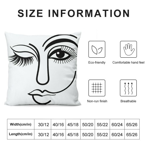 Ulloord Throw pillow Cover Wink Face Decorative pillow Covers Black Lash Eyes Eyelashes pillow Case Super Soft Happy Face Cushion Cover&nbsp;Square Modern pillowcase for Men Women Sofa