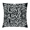 Ulloord  pillow Covers Love Laugh Quote pillowcase&nbsp;Flower Vine with&nbsp;Black Background Cushion Covers Square for Home Sofa Mother's Day