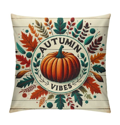 Ulloord  Wood Autumn Pumpkin Farmhouse pillow Cover Super Soft Thanksgiving Halloween Fall Harvest Decorative pillow Case Square Cushion Cover Maple Leaf Decor